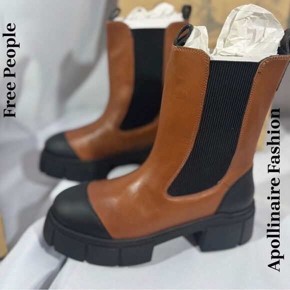 FREE PEOPLE MAREN MID CHELSEA BOOTS IN MAHOGANY SIZE 39 NWT - Picture 1 of 7